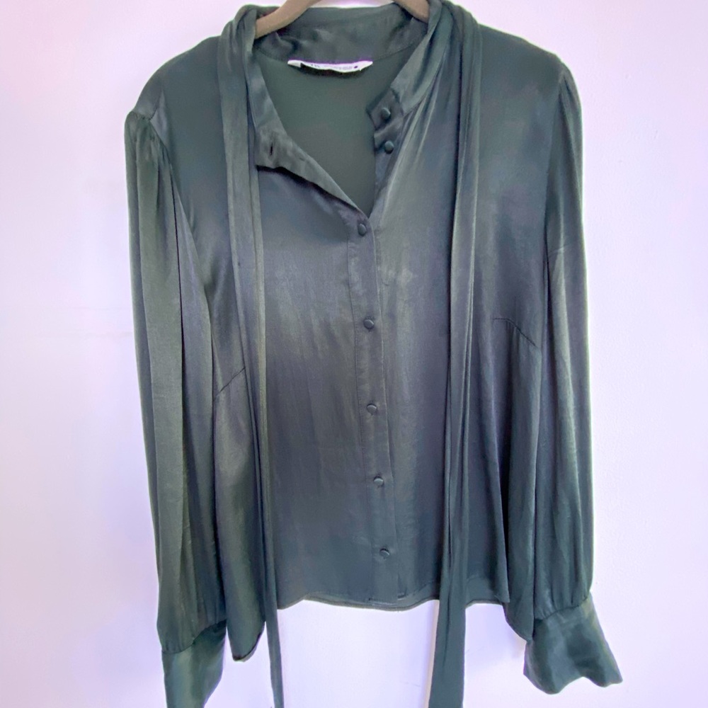 Olive blouse, very light and easy to match